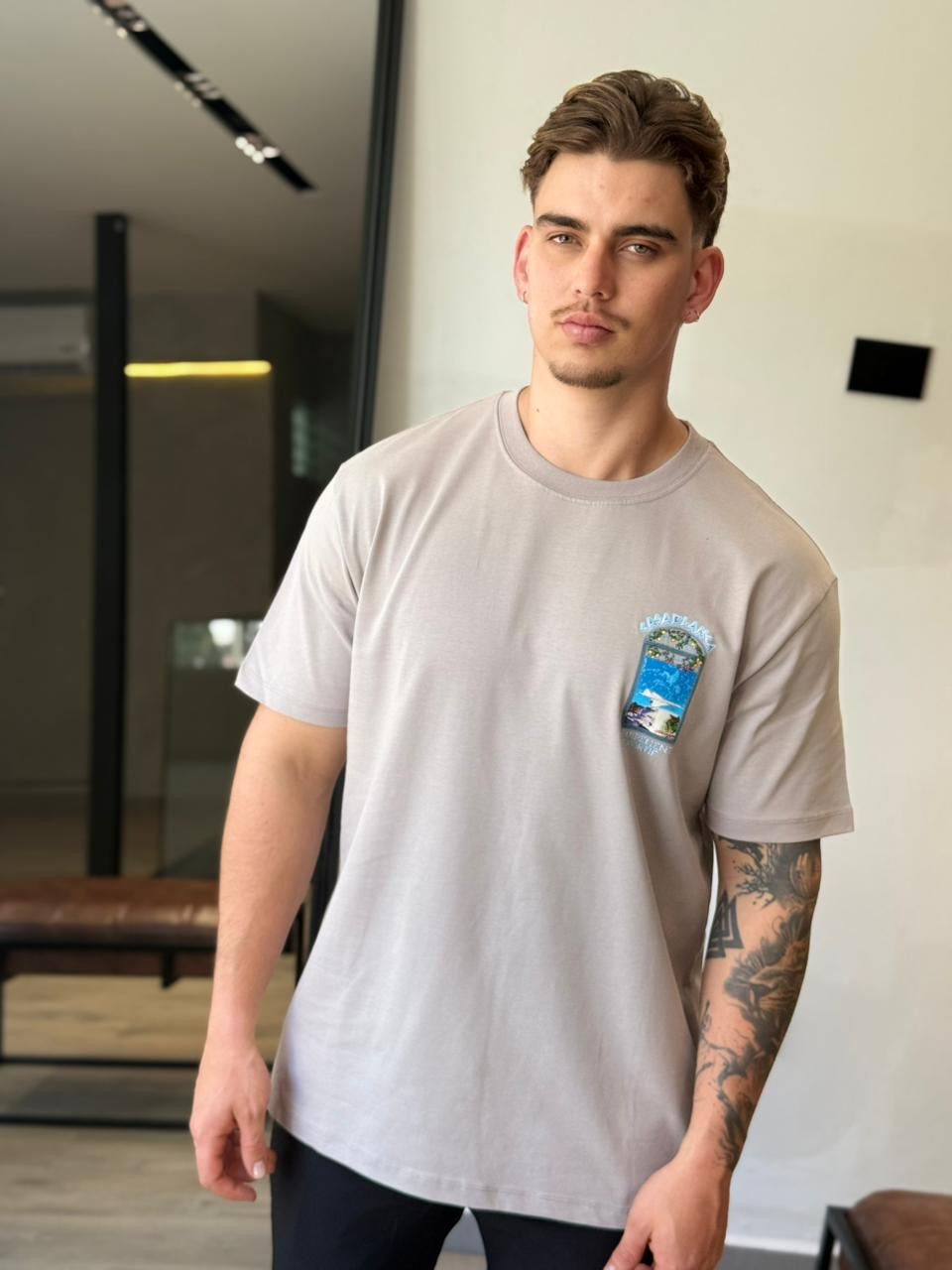 Camiseta CASABLANCA con Estampado de Avión en Espalda y Frente