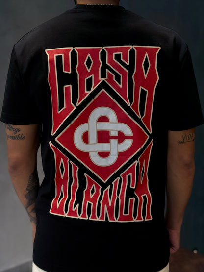 Camiseta CASABLANCA con Logotipo Diamante Gótico Estampado