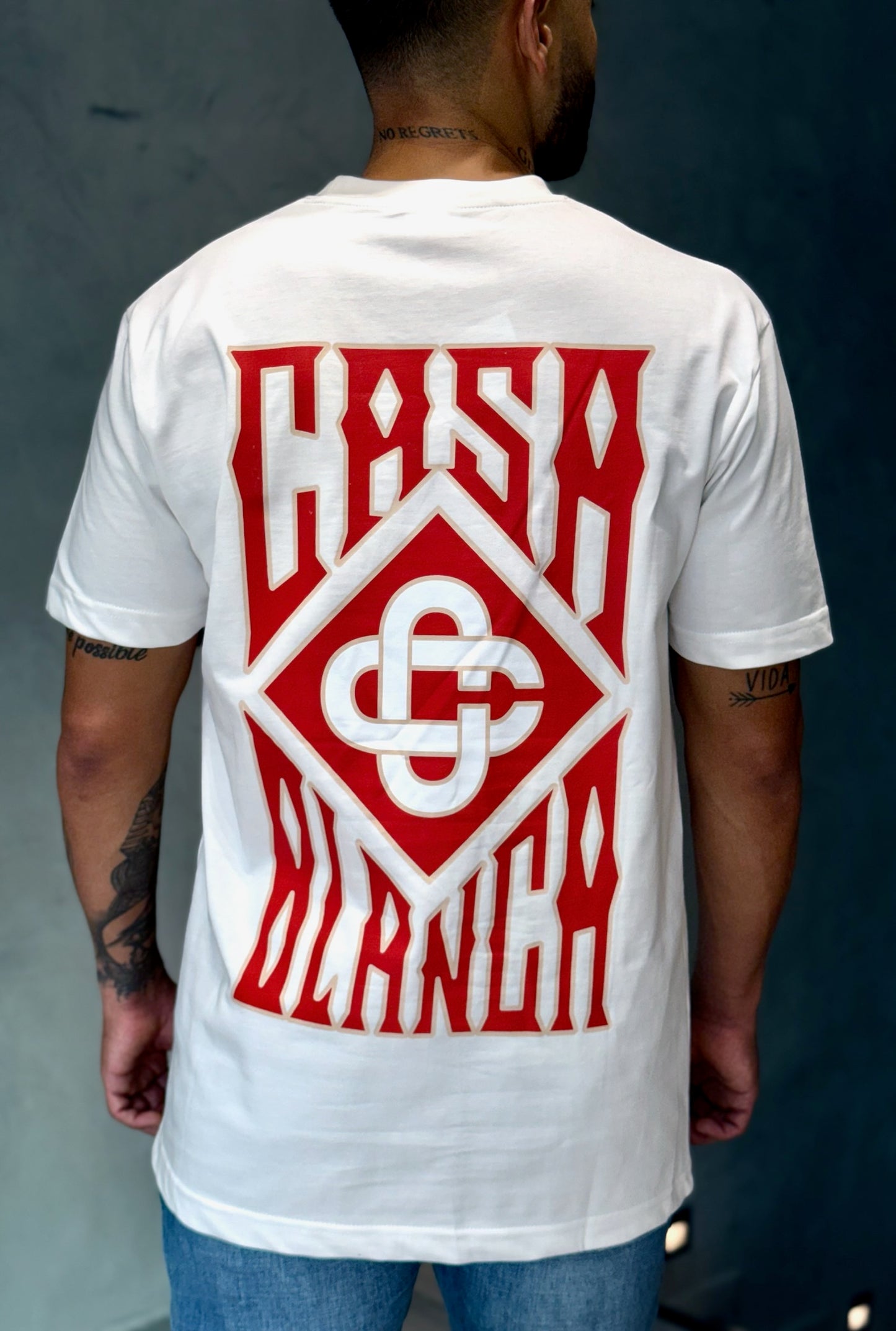 Camiseta CASABLANCA con Logotipo Diamante Gótico Estampado