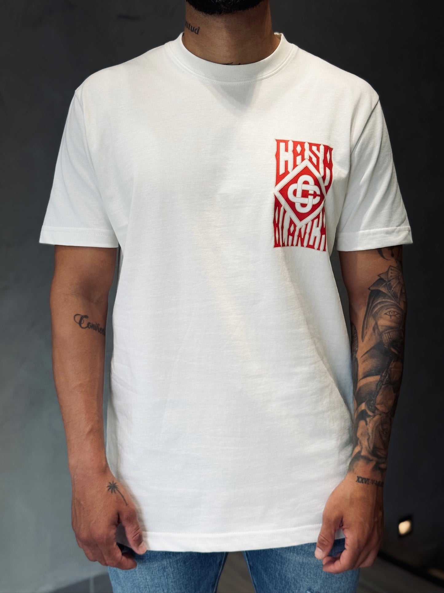 Camiseta CASABLANCA con Logotipo Diamante Gótico Estampado
