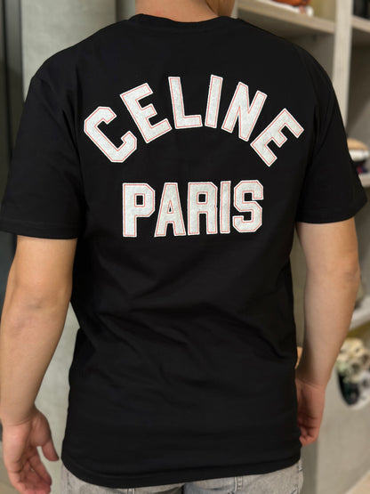 Camiseta CELINE con Letras en Aplique